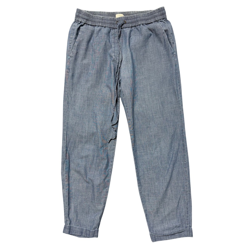 J.Crew Womens Blueโ Cotton Chambray Drawstring Tapered Pants C2363 Size 6